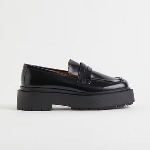 H&M genuine leather platform chunky loafers
